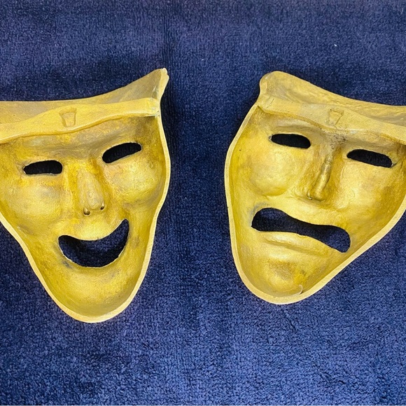 Vintage Solid Brass Comedy Masks wall hanger made India. - Picture 3 of 5